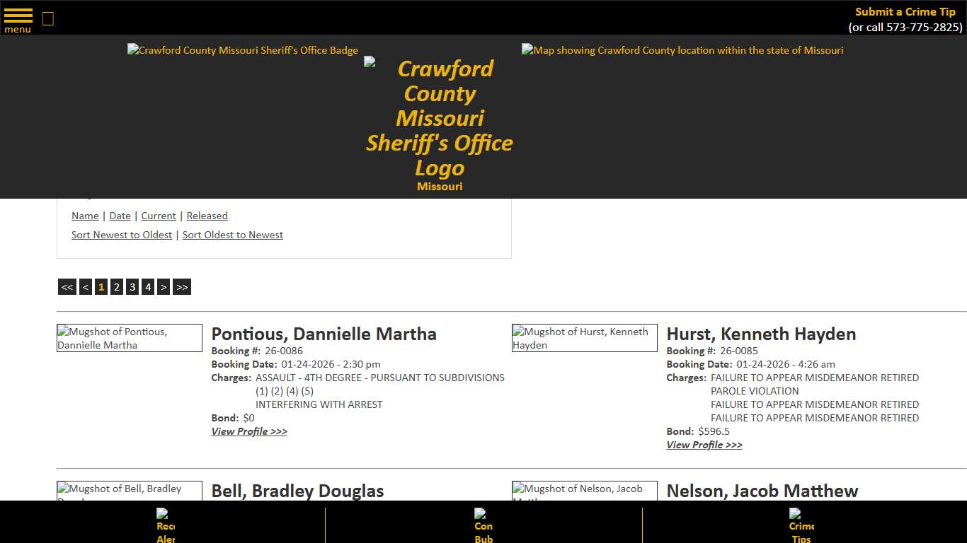 Inmate Roster - Current Inmates Booking Date Descending - Crawford County Sheriff MO